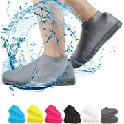 Waterproof Shoe Covers, Non-Slip Water Resistant Overshoes Silicone Rubber Rain Shoe Cover Protectors for Kids, Men, Women (Small, Gray)